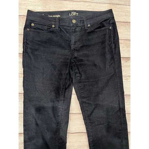 Ann Taylor LOFT Modern Straight Women’s Black Corduroy Pants Size 4 - Picture 2 of 6